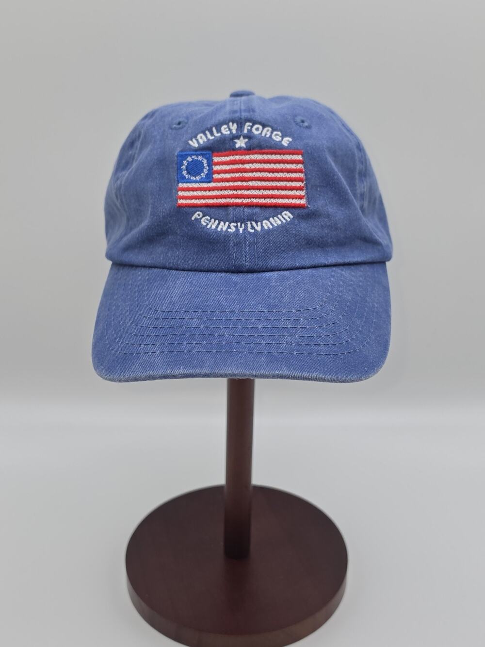 Valley Forge Pennsylvania Betsy Ross 13 Star Flag Hat Blue Fahrenheit USA Cap